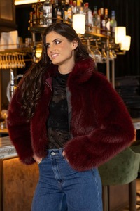 Amaya: Cristina Fur Jacket Cherry