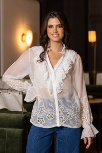 Amaya: Katie Embroidered Blouse White