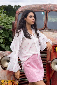 Amaya: Quinn Blouse Pink Dot White