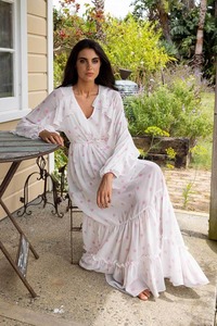 Amaya: Queen Maxi Dress Pink Dot White