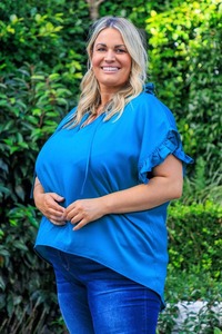 Stella Royal Plus Size Clothing: Scarlett V Neck Top Teal