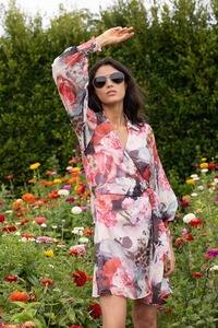 Dresses: Veina Wrap Dress Leopard Floral