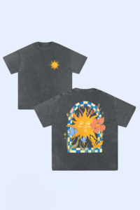 Womens Tops: TYRL Le Soleil Acid Wash T-Shirt Vintage Grey
