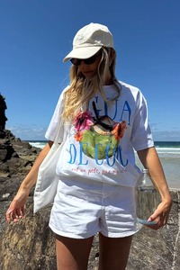 Womens Tops: TYRL Agua De Coco Oversized T-Shirt White