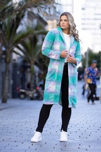 Cardis: Bree Cardigan Green Lilac Check