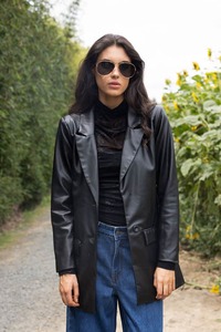 Womens Jackets Coats: Wren Pleather Blazer Black