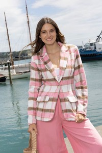 Womens Jackets Coats: Azini Checked Blazer Pink