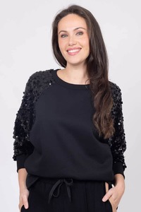 Womens Sweaters: Coco Sequin Sweater Black