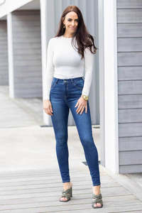 Womens Jeans: Cormac Dark Blue Highwaisted Long Jean