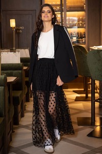 Skirts: Cam Maxi Skirt Black Dot