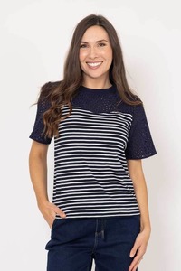 Sale Tops: Juliette T-Shirt Navy Stripe