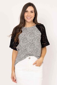 Sale Tops: Amari Embroidered T-Shirt White Leopard