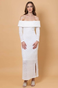 Sale Amaya: Pepe Off The Shoulder Sequin Maxi Dress White