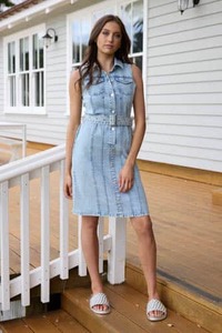 Honey Denim: Piper Denim Shirt Dress Light Blue