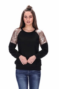 Alaska Basics Womens Sweaters Hoodies: Courtney Sweater Black/Rosegold
