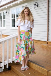 Maxi Skirts: Skylar Wrap Skirt Green Floral