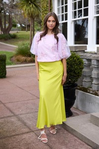 Maxi Skirts: Nellie Satin Maxi Skirt Zest