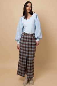 Maxi Skirts: Daphne Maxi Skirt Check Blue