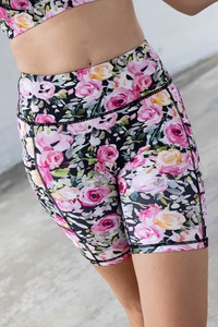 Bikers: Floral Motion Bike Shorts Black